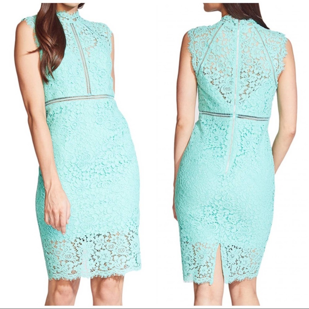 Bardot LACE PANEL midi DRESS IN MINT
